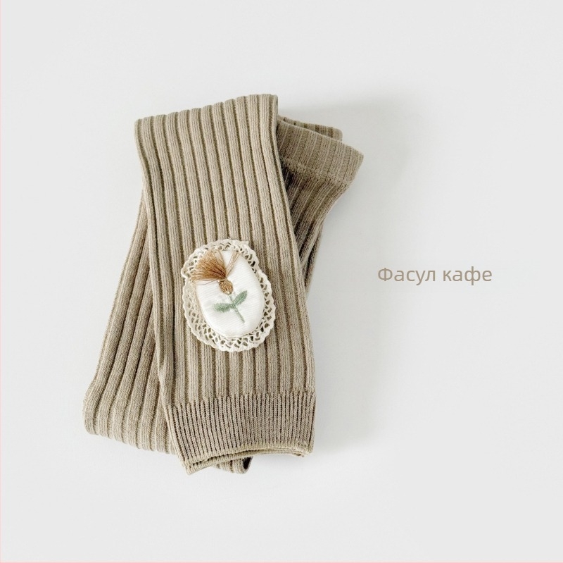 Детски клинове за момичета – висока талия, дължина 9/10, чесан памук 77%, за деца на 1–3 години, пролет и есен