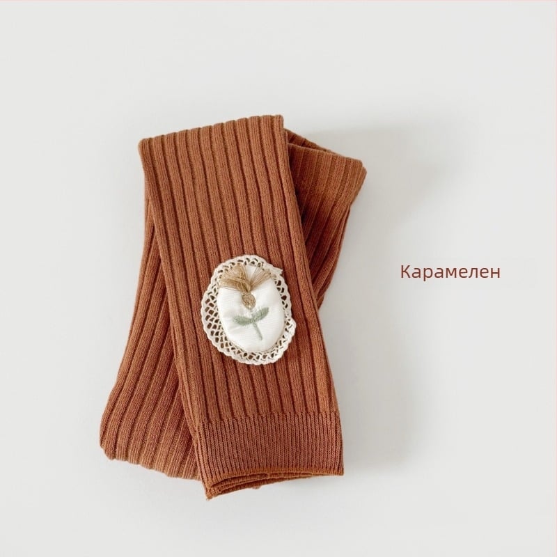 Детски клинове за момичета – висока талия, дължина 9/10, чесан памук 77%, за деца на 1–3 години, пролет и есен