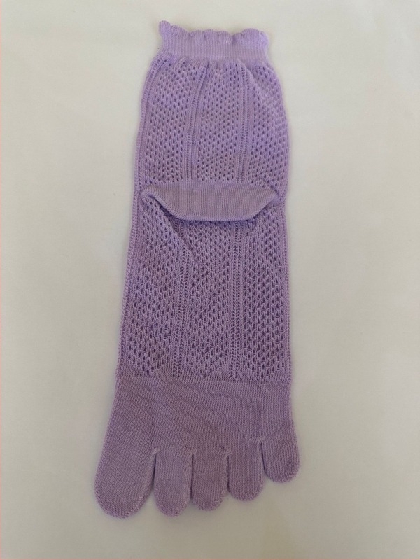 Памучни чорапи за пет пръста, висок тръбен дизайн, дишаща куха мрежа, абсорбират пот