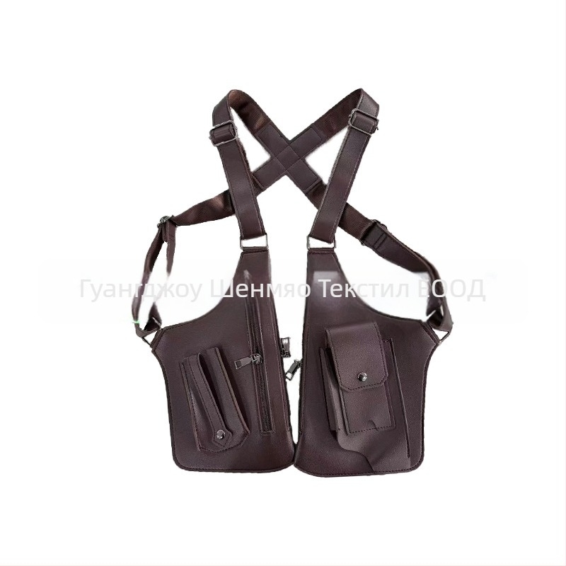 Мъжка чанта за гърдите в градски стил, PVC материал, ултра лека, подплата полиестер