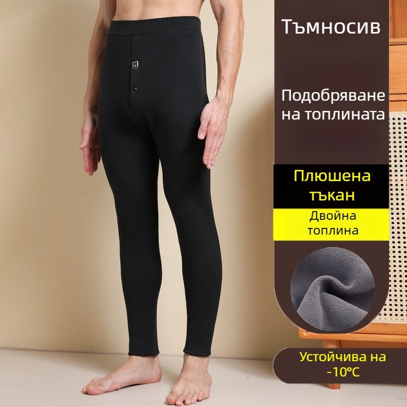 Мъжки термо панталони с флийс подплата, висок талия, двойно слоени, полиестер материя