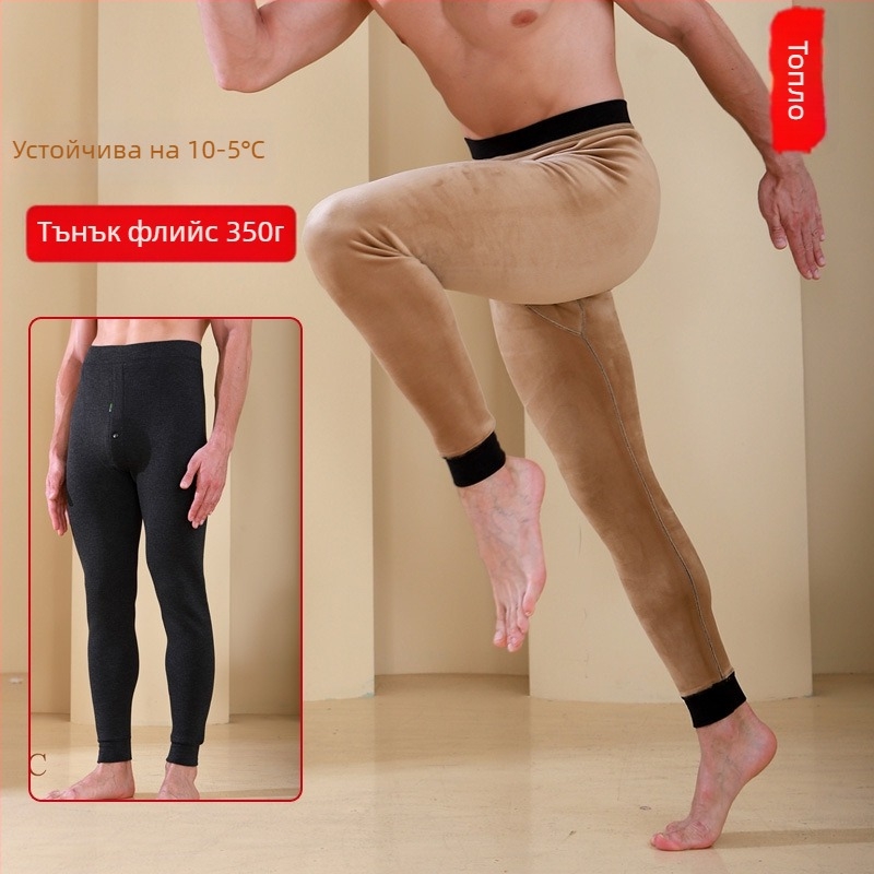 Мъжки термо панталони с флийс подплата, висок талия, двойно слоени, полиестер материя