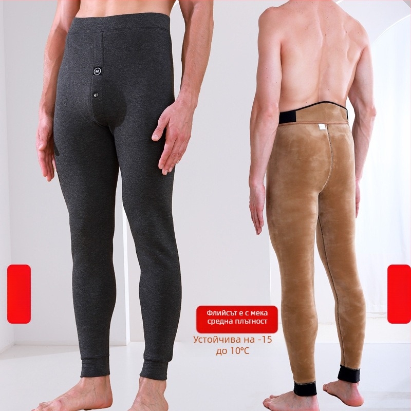 Мъжки термо панталони с флийс подплата, висок талия, двойно слоени, полиестер материя