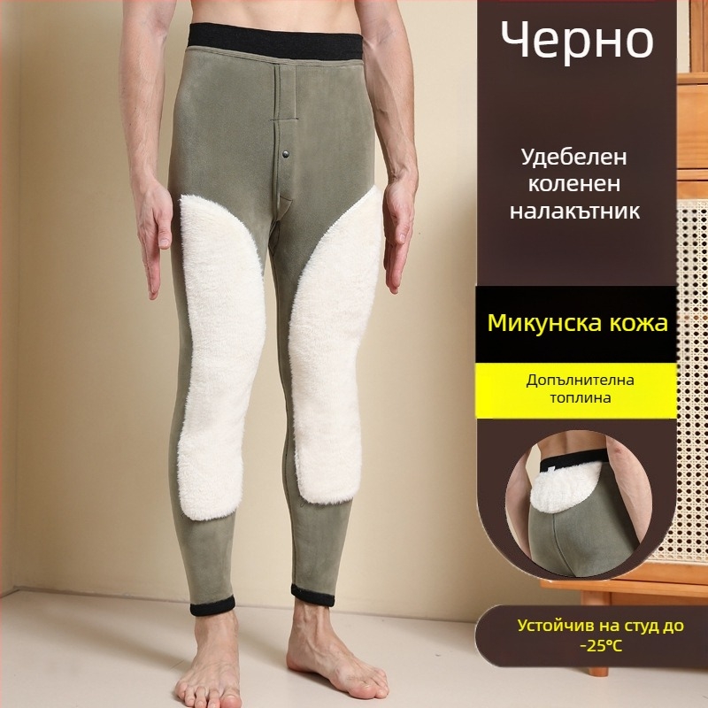 Мъжки термо панталони с флийс подплата, висок талия, двойно слоени, полиестер материя