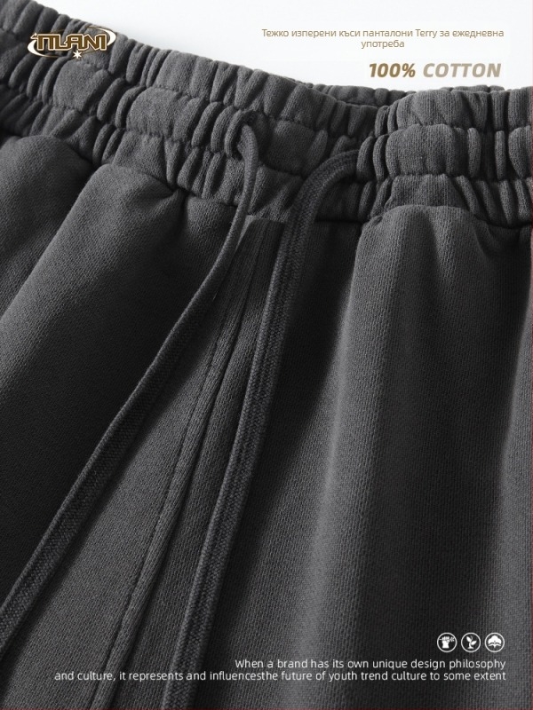 Къси спортни панталони за мъже и жени, памук 100%, свободен силует, връзка за пристягане, микроеластичност, ежедневна употреба