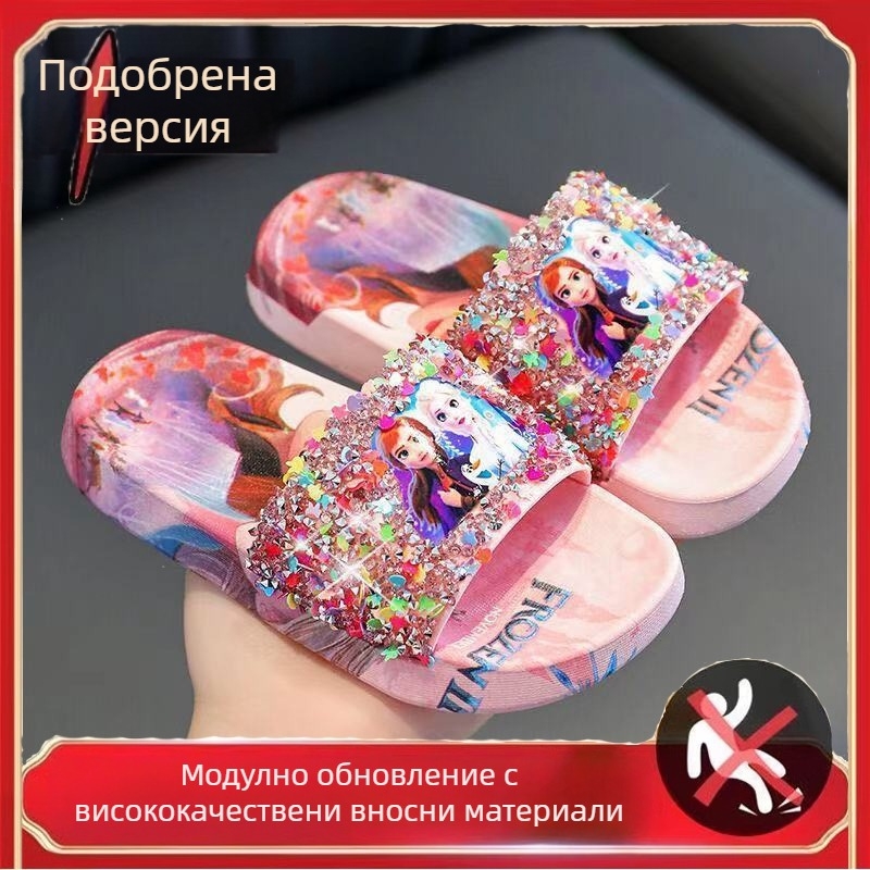 Детски флип-флопи в принцес стил, EVA горна част, EVA подметка, антихлъзгащи