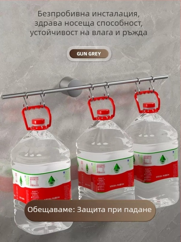 Държач за кърпи на стена, еднолентов, Space алуминий, покритие спрей-пластмаса, капацитет 10 кг, 1 ниво