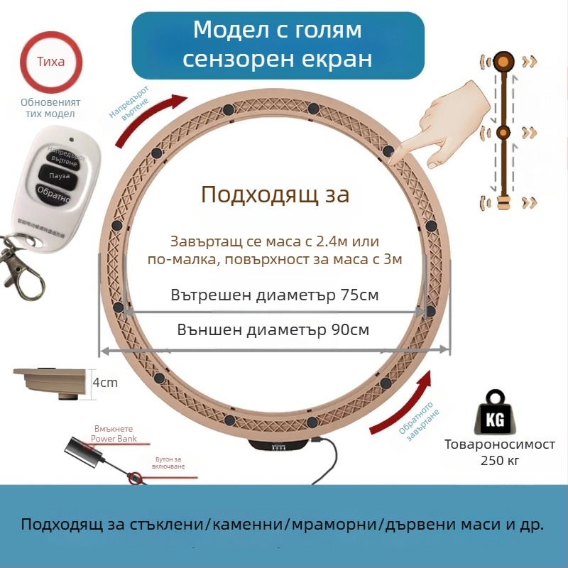 Електрическа въртяща се платформа за маса — пластмаса; марка Jinpaili hardware; стил италиански минимализъм; универсална употреба