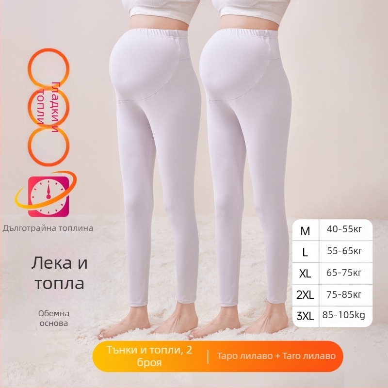 Панталони за бременни с флисово подплата, дълги, средна дебелина, полиестер 80–90%, опора за корема
