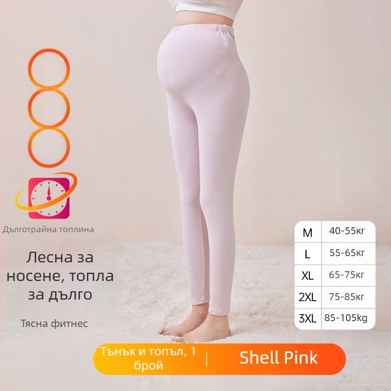 Панталони за бременни с флисово подплата, дълги, средна дебелина, полиестер 80–90%, опора за корема