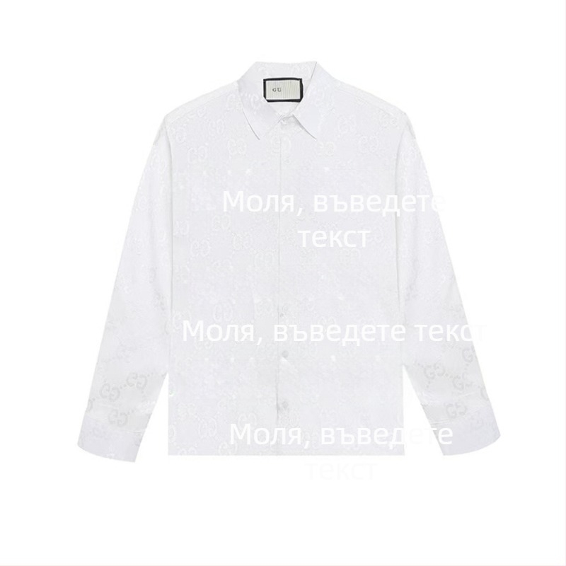 Риза с дълги ръкави, пълен принт и велкро закопчаване, свободен силует, яка с ревер и бродирани детайли