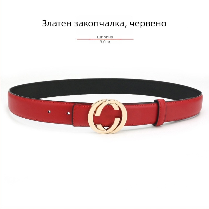 Дамски кожен колан от естествена кожа с гладка катарама от сплав, ширина 2-4 см, втори слой кожа, винтидж финиш с електроплакиране, нишов стил