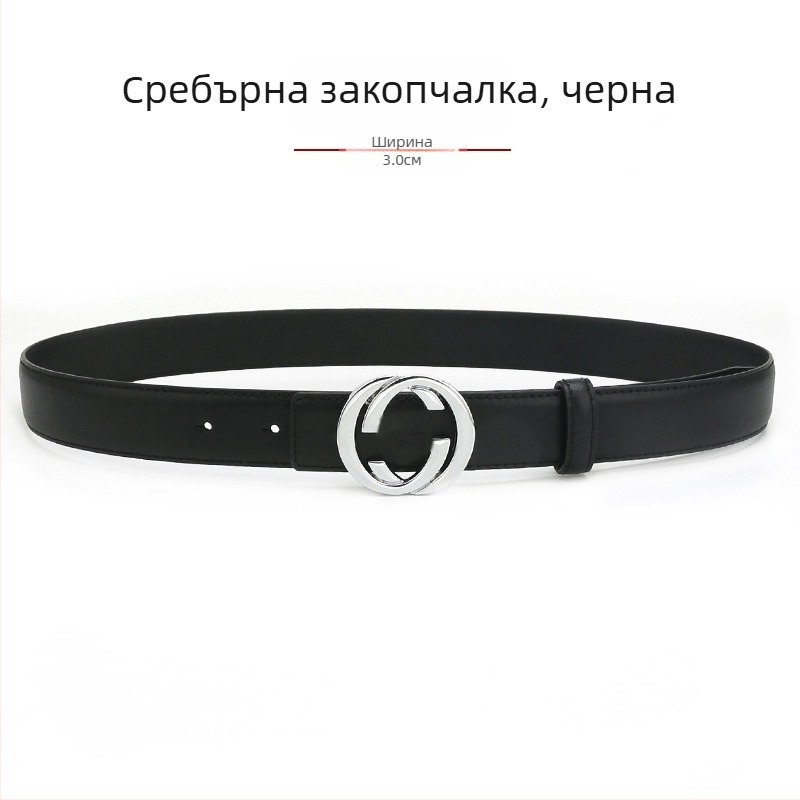 Дамски кожен колан от естествена кожа с гладка катарама от сплав, ширина 2-4 см, втори слой кожа, винтидж финиш с електроплакиране, нишов стил