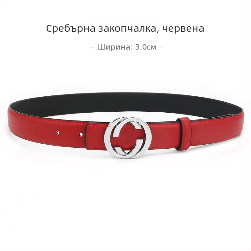 Дамски кожен колан от естествена кожа с гладка катарама от сплав, ширина 2-4 см, втори слой кожа, винтидж финиш с електроплакиране, нишов стил