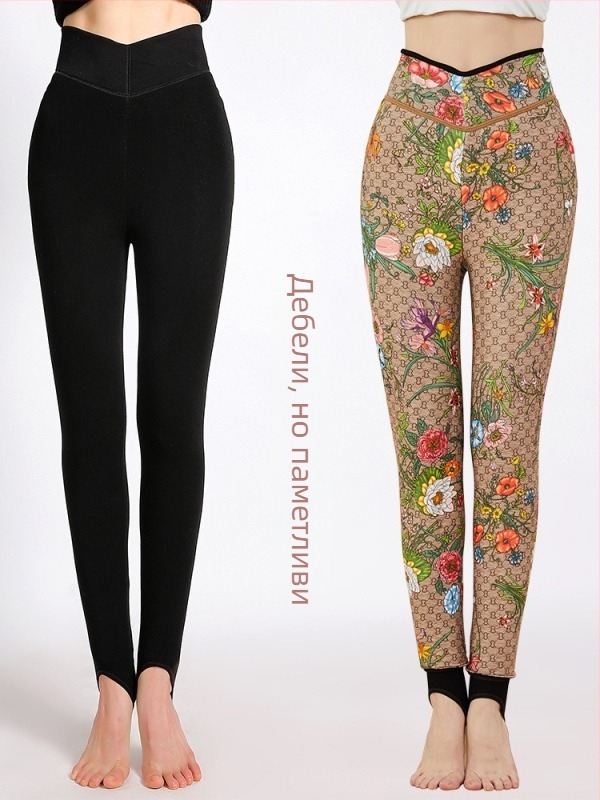 All-in-one панталони за бременни с подплата от флис, екстра дебели топли клинове с висока еластичност