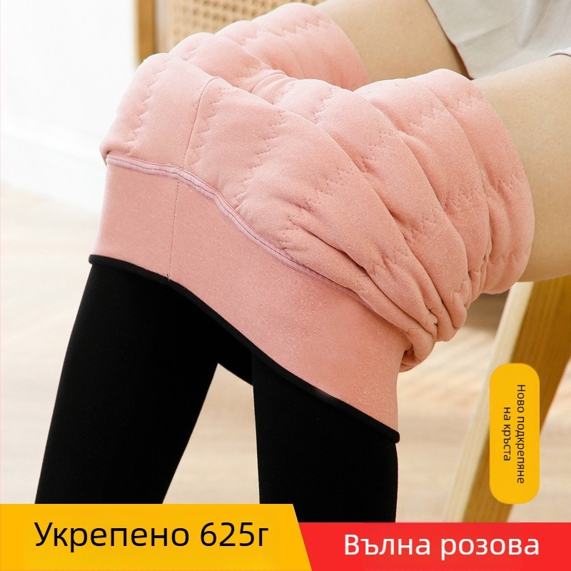 All-in-one панталони за бременни с подплата от флис, екстра дебели топли клинове с висока еластичност