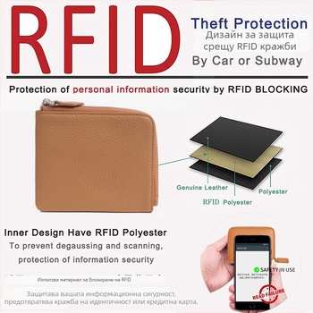 Мъжки портфейл в японски стил от естествена кожа, RFID защита, ултра тънък дизайн, множество джобове за карти и голям капацитет