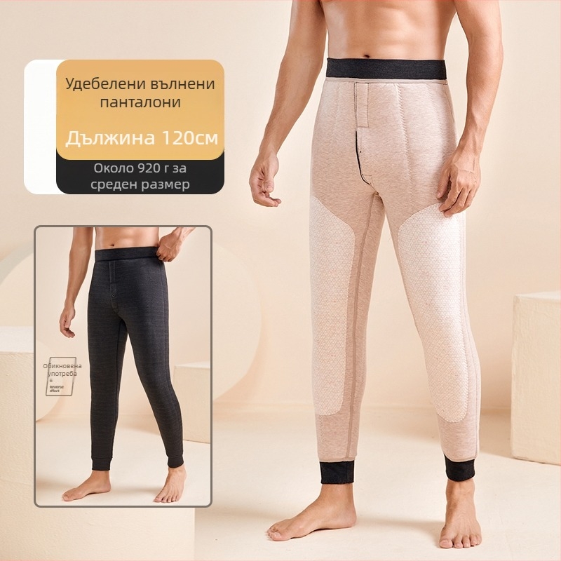 Мъжки зимни термопанти с три слоя, флисово вътрешно покритие, безшевни, екстра дебели 501–600 г/м²