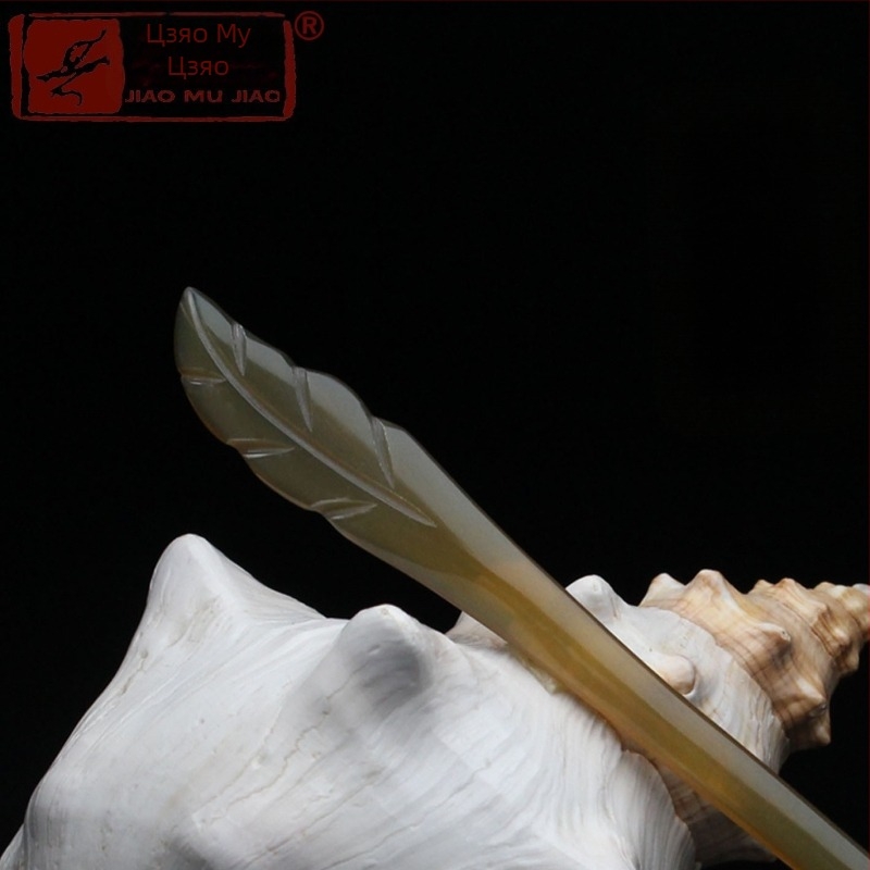 Щипка за коса от рог на як, ръчно издялана в етнически стил за дами, класическа