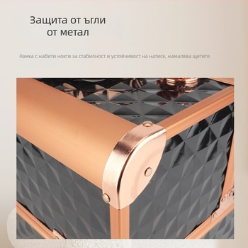 Parkerville козметична кутия за съхранение с ключалка, портативна, голям капацитет, многослойна разделителна система, метален корпус, колела