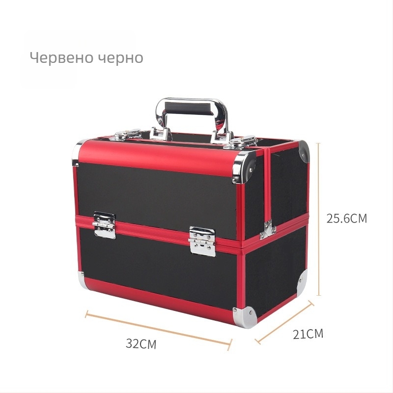 Parkerville козметична кутия за съхранение с ключалка, портативна, голям капацитет, многослойна разделителна система, метален корпус, колела