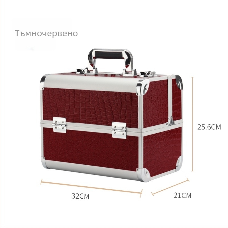 Parkerville козметична кутия за съхранение с ключалка, портативна, голям капацитет, многослойна разделителна система, метален корпус, колела