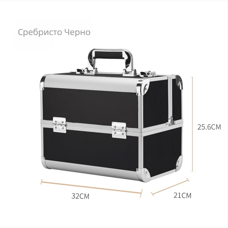 Parkerville козметична кутия за съхранение с ключалка, портативна, голям капацитет, многослойна разделителна система, метален корпус, колела