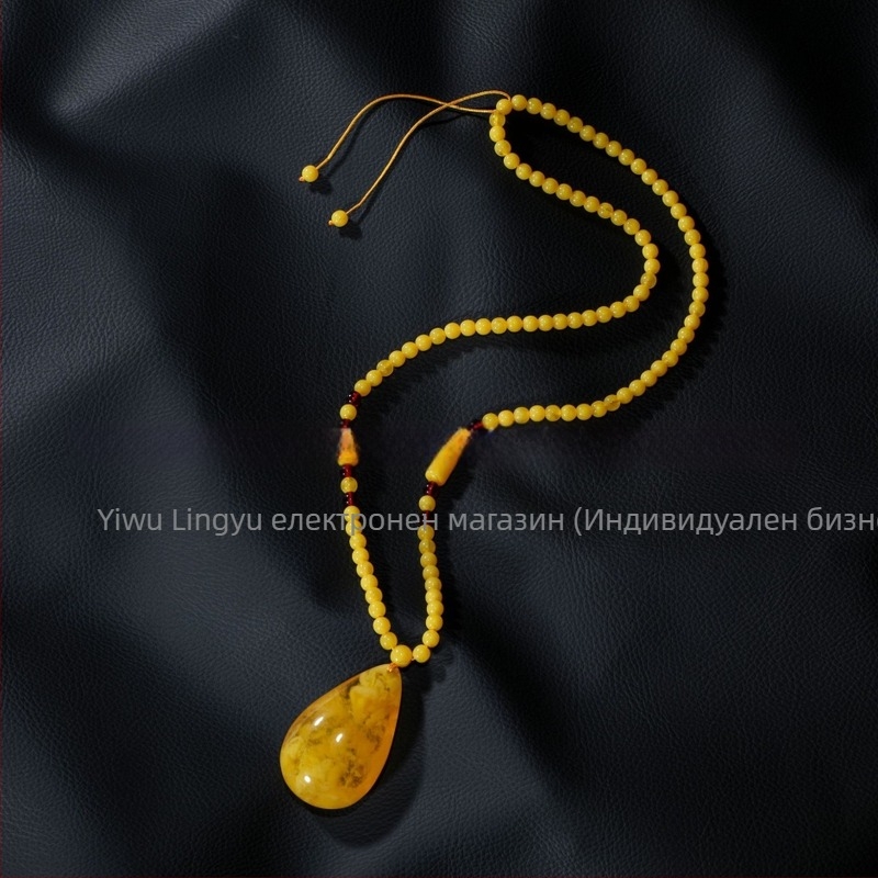 Унисекс етническа дълга пуловерна огърлица с капковидна висулка, мънистена верига, дължина 21–50 см