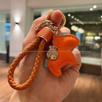 Ключодържател за автомобил с кожен шнур и висулка конче от цинкова сплав – модерен минимализъм, DIY талисман