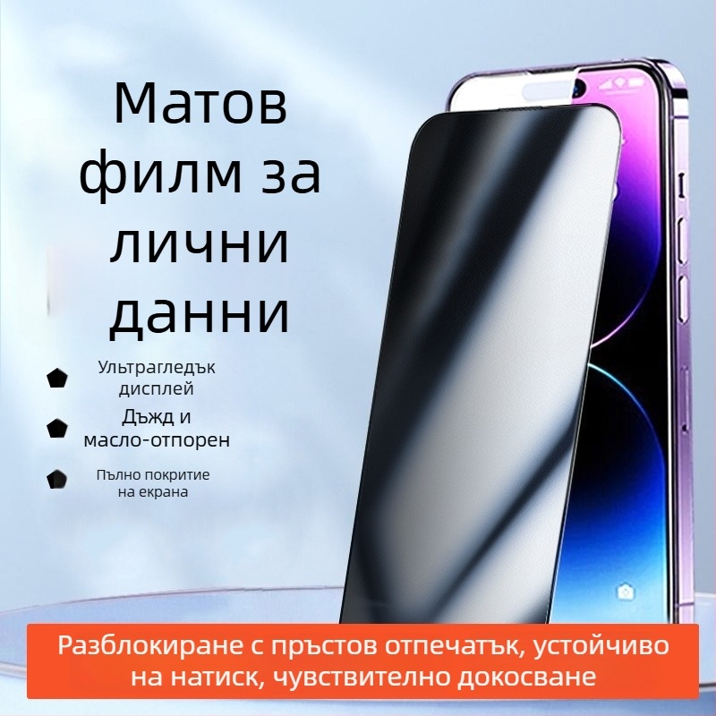 Защитно покритие за дисплей от закалено стъкло с анти-peep и защита от изпускане за iPhone 11–14 Pro/Max