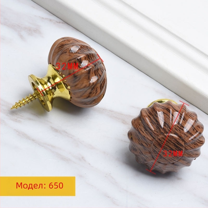 Дървена ръкохватка за шкафове, кръгла форма, воден трансфер като повърхностна обработка, монтаж на повърхността, за врати и чекмеджета, стил модерен минимализъм