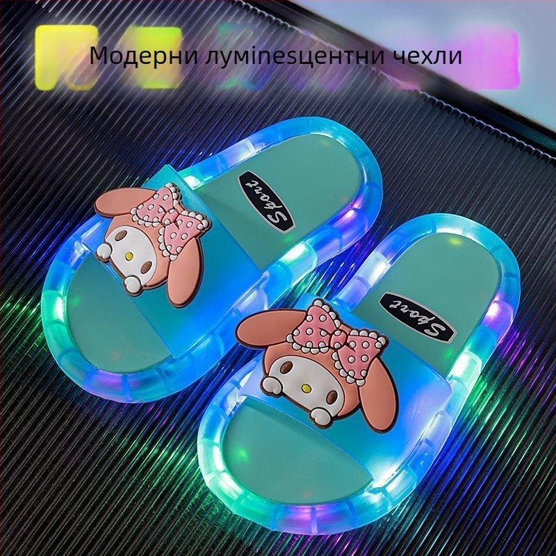 Детски светещи карикатурни пантофи с PVC горна част и подметка, антихлъзгащи, износоустойчиви, за деца на възраст 1–3 години