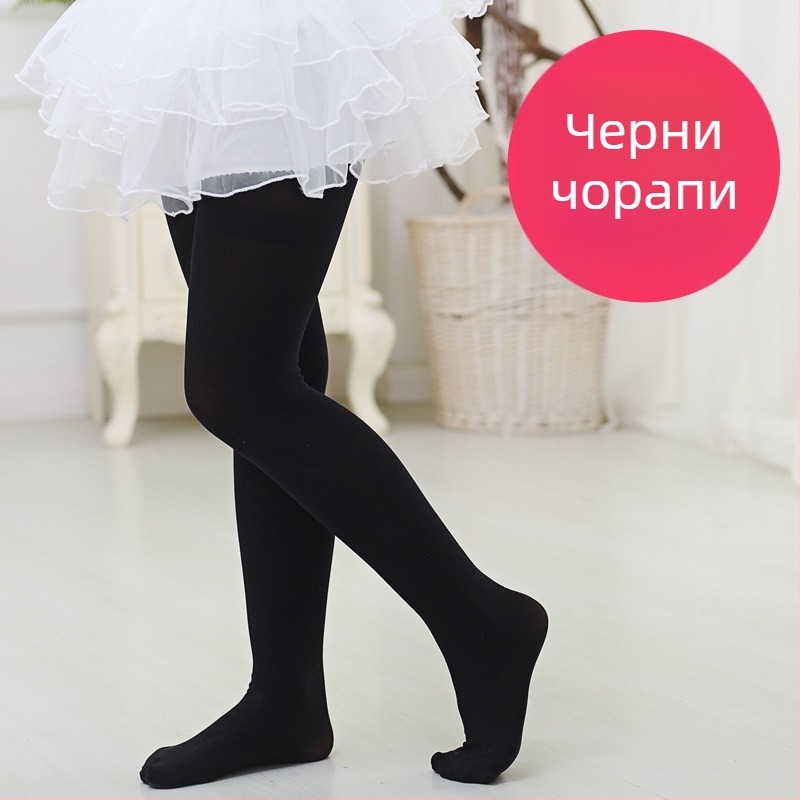 Детски танцови чорапогащи за момичета, Velvet материя, 75% Spandex, дишащи, абсорбиращи пот, дезодориращи свойства, тънък трикотаж