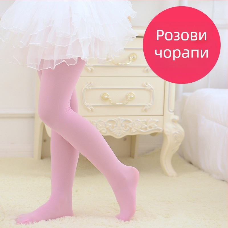 Детски танцови чорапогащи за момичета, Velvet материя, 75% Spandex, дишащи, абсорбиращи пот, дезодориращи свойства, тънък трикотаж