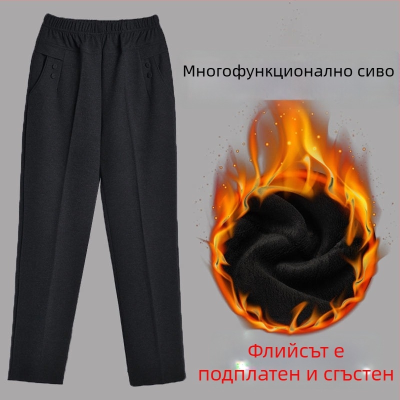 Дамски прави дълги панталони със пачворк стил, ежедневни за пролет 2024