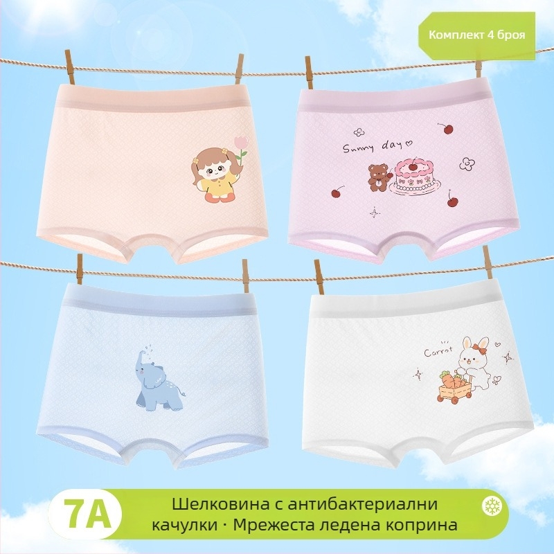 Детски боксерки за момичета през пролет 2025: вискоза 90%, клас А сигурност, за деца 3–8 г.