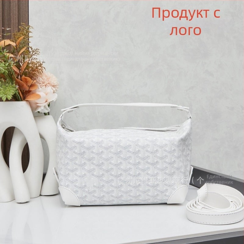 Козметична чанта за пътуване от естествена кожа, буквена шарка, подплата от плат, кръстосана презрамка