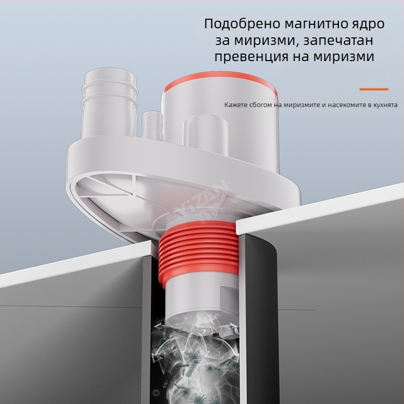 Кухненски дренаж за мивка, многофункционален интегриран разделител, ABS материал, 5-изход, персонализирана обработка, анти-мирис