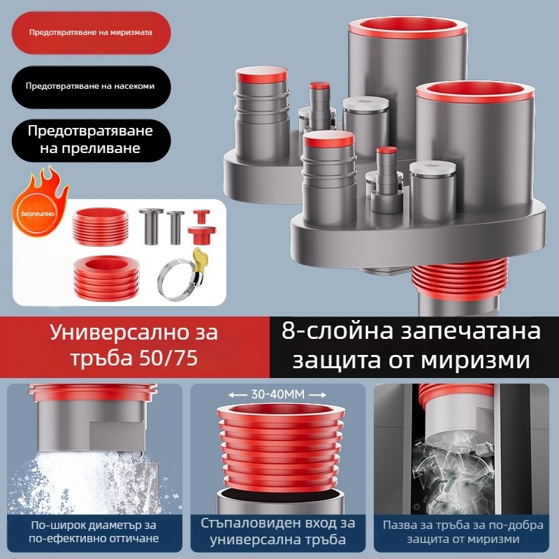 Кухненски дренаж за мивка, многофункционален интегриран разделител, ABS материал, 5-изход, персонализирана обработка, анти-мирис