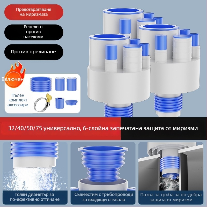 Кухненски дренаж за мивка, многофункционален интегриран разделител, ABS материал, 5-изход, персонализирана обработка, анти-мирис