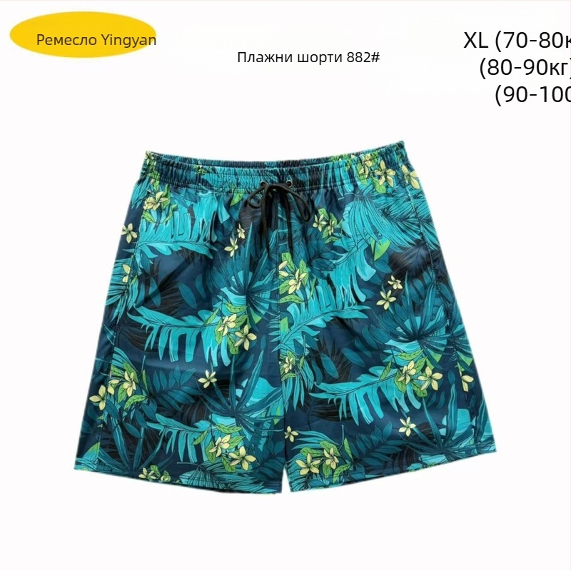 Мъжки бързосъхнещи плажни шорти, свободна кройка, принт, полиестер 90–95%, 150 г