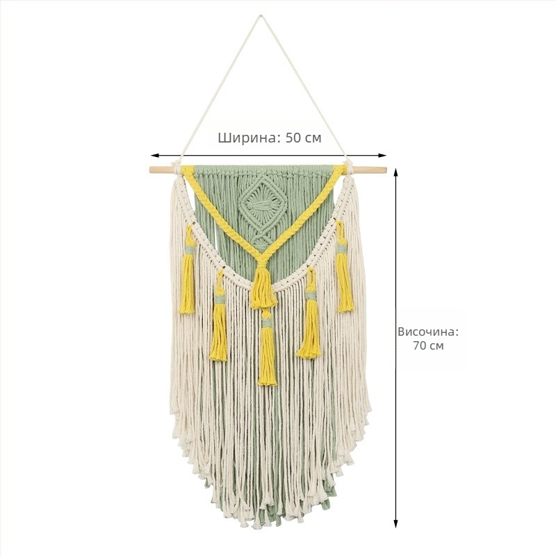 Бохемски памучен гобелен за стена, ръчно тъкан, квадратен, райета