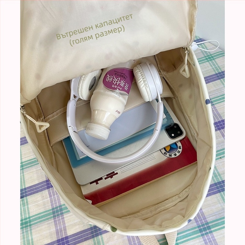 Ученическа раница от нейлон, унисекс, свеж и сладък стил, точков принт, полиестерна подплата