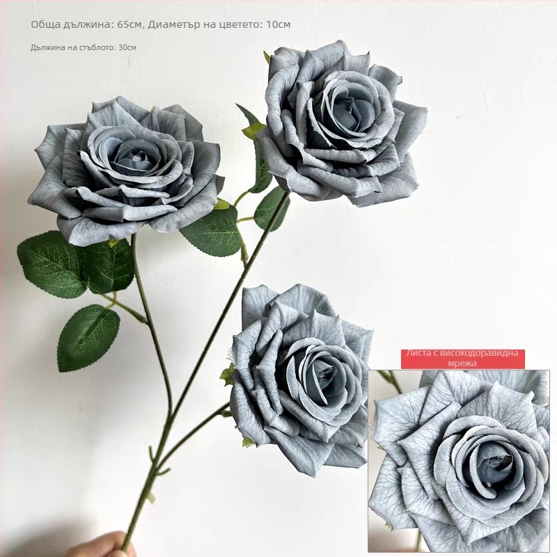 3‑главен букет от изкуствени рози за сватби и домашна декорация