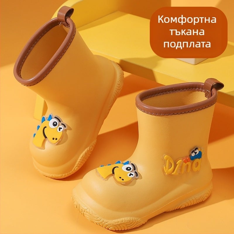 Детски карикатурни ботуши за дъжд, EVA горна част, унисекс, ниска тръба, плоска подметка, водоустойчиви