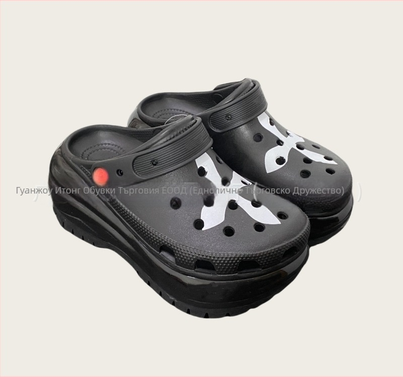 Женски обувки тип клоги с дупчена горна част от EVA, дебела EVA подметка и платформа, повдигащ дизайн, пролет 2025