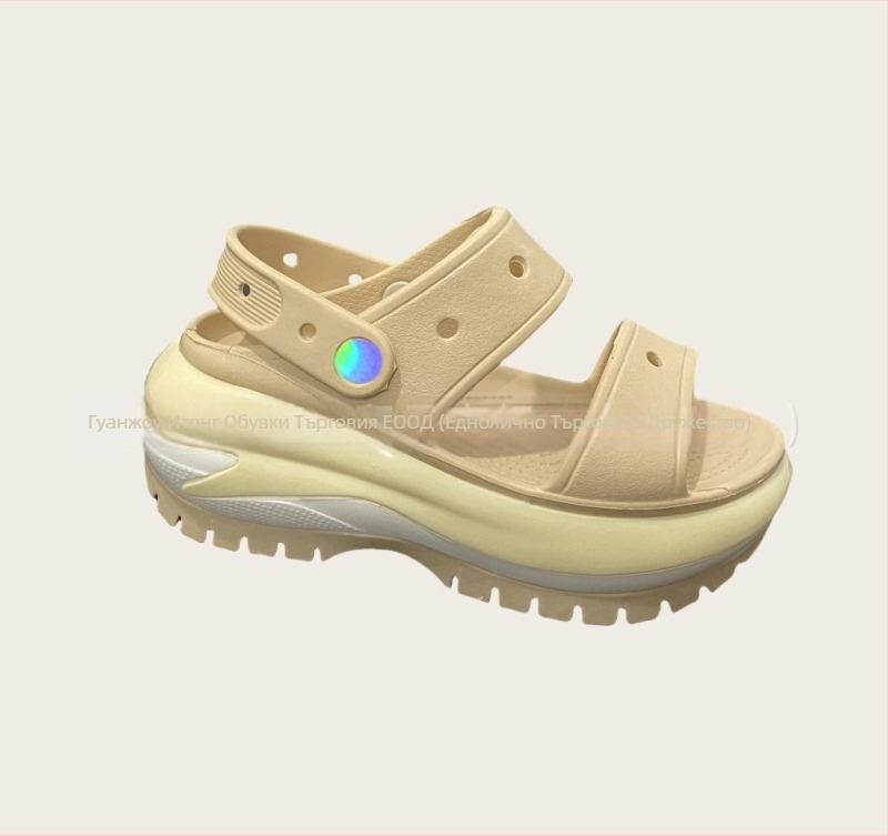 Женски обувки тип клоги с дупчена горна част от EVA, дебела EVA подметка и платформа, повдигащ дизайн, пролет 2025