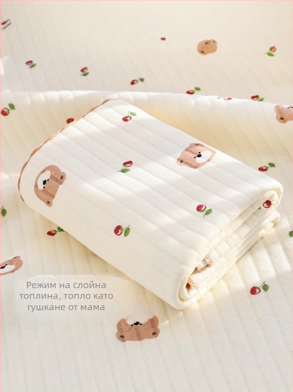 Бебешка памучна обвивка за увиване – Карикатурен принт, 100% памук, за новородени (0–12 месеца), подходяща за пролетно–есенен период