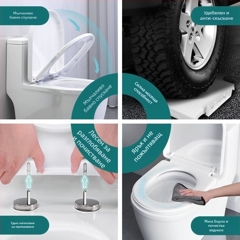 Нагряваща интелигентна седалка за тоалетна с дистанционно управление - постоянна температура, мигновено нагряване, U-образна и V-образна форма, полипропилен