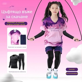 Детски комплект за скачане и тренировки, камуфлажен принт, четири сезона, дълги ръкави, кръгло деколте, бързосъхнещ